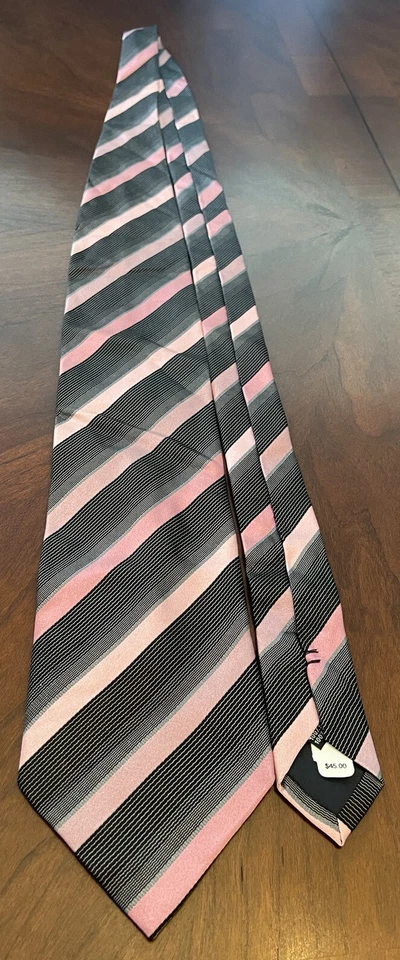 Corbata Fratelli Moda Rosa Gris Negro 100% Seda Hombre Hecha en Italia Foto 3 de 4