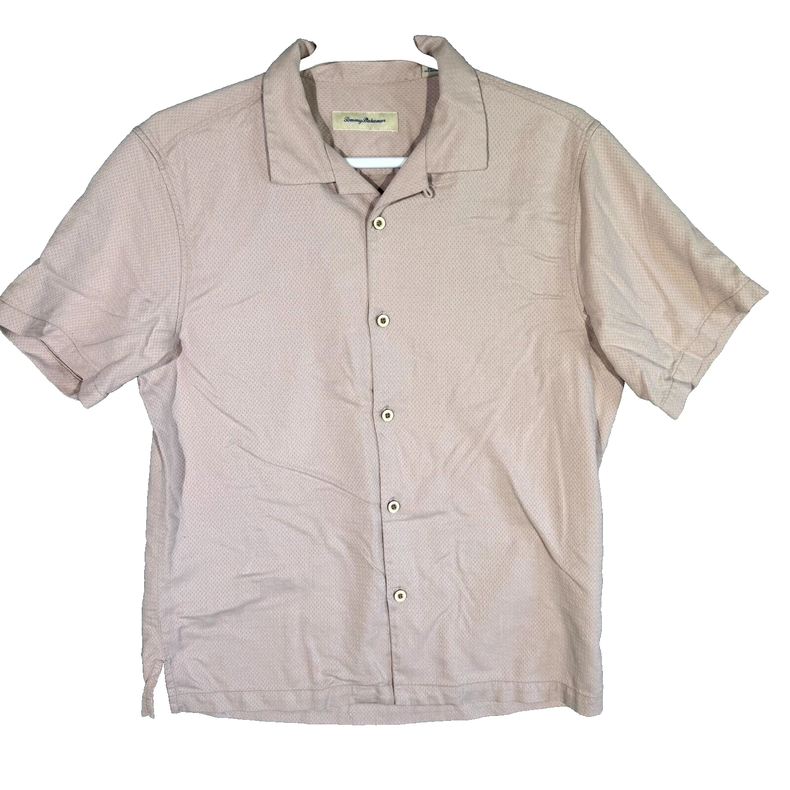 Tommy Bahama Shirt Mens Large Silk Blend Short Sleeve Pink Button Up