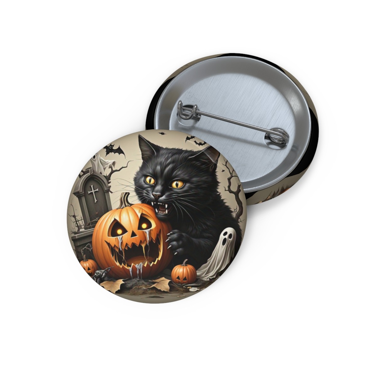Black Cat Pin Button,Halloween Brooch,Halloween costume,Halloween  Collectibles