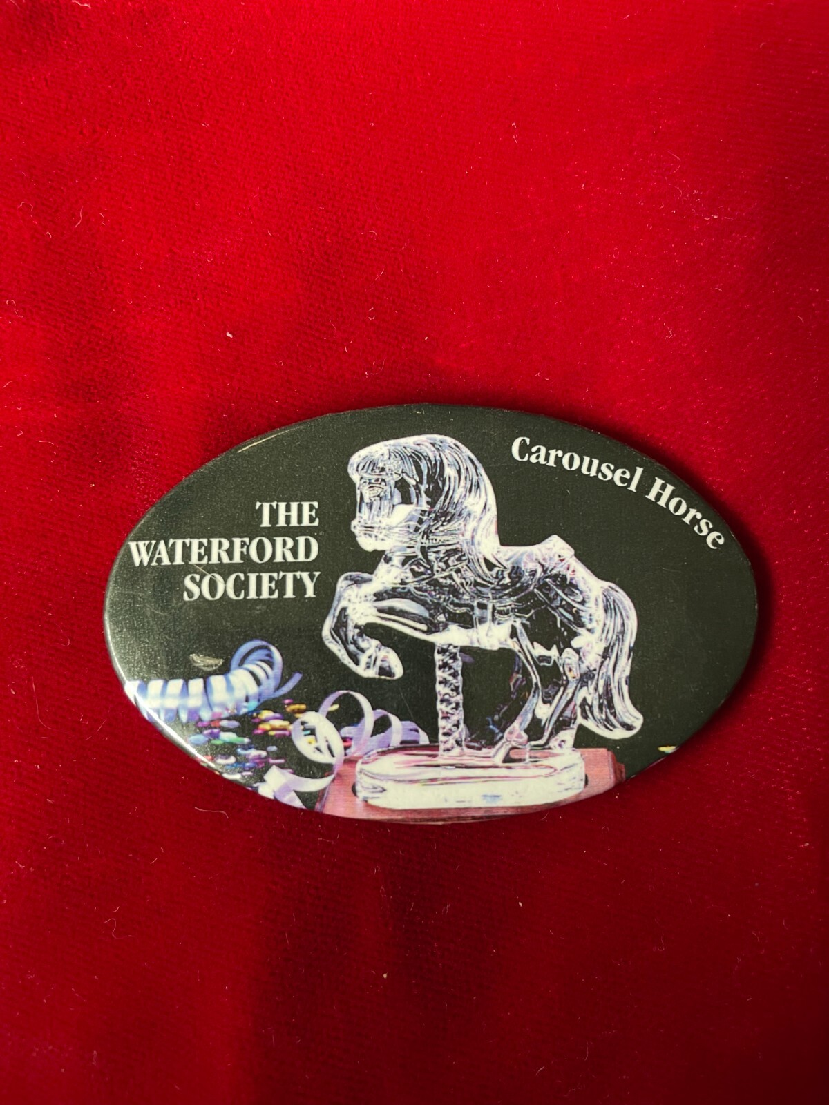 The Waterford Society Carousel Horse Pinback Button 2.75