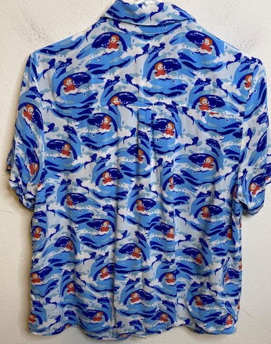 PONYO Studio Ghibli Blue White Button Short Sleeve Shirt Size Youth Large YL - Picture 4 of 4
