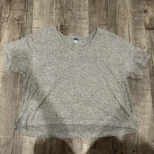 Old Navy Womens Plus Size 2X Short Sleeve Plush Crop Top Grey Heather