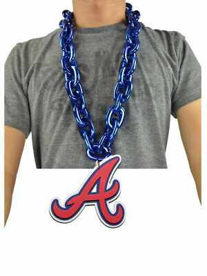 New MLB Atlanta Braves Navy Blue Fan Chain Big Necklace Foam