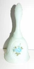 Vintage Fenton Hand Painted Vaseline Custard Glass Bell Signed by Kim Blake