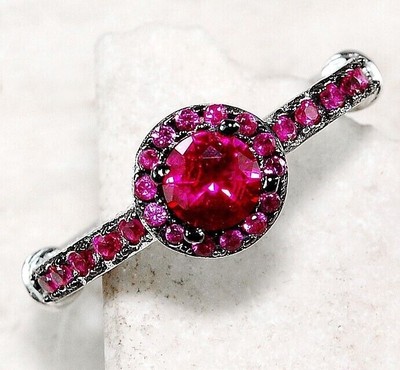 2CT Treated Ruby 925 Solid Sterling Silver Filigree Ring Jewelry Sz 6,7,8,9 MR1