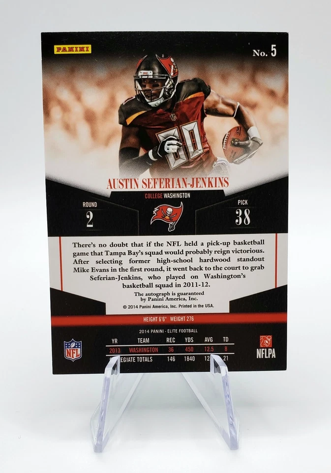 2014 Panini Elite Rookie Auto #5 Austin Seferian-Jenkins (RC) - Buccaneers blue - Image 2 of 2
