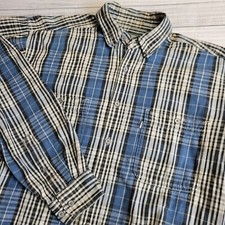 Levis Long Sleeve Button Down Plaid Denim Shirt Mens Large Vintage Black Blue