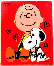 1958 PLAYSKOOL WOODEN JIGSAW PUZZLE Charlie Brown  Snoopy