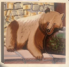 Brown Bear Decorative Wall Art Ceramic Tile 8x8 New Gift Backsplash