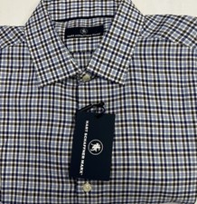 New Hart Schaffner Marx Men's Long Sleeve Shirt Blue Plaid Size L 21.50