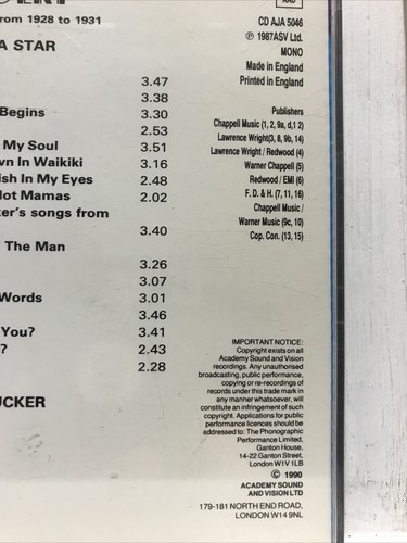 Follow a Star by Sophie Tucker (CD, 1990-ASV/Living Era) UK / AJA5046 - Foto 4 di 9