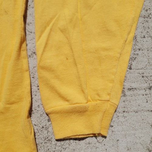 Vintage 90s Yellow Mock Neck Long Sleeve Shirt Mens S Blank Basic Tee - Picture 5 of 8