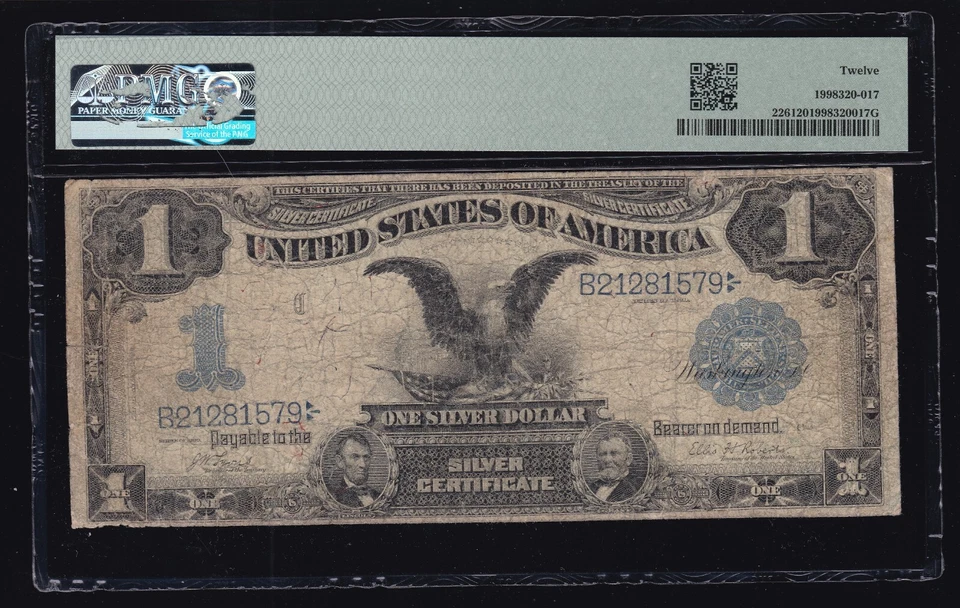 US 1899 $1 Silver Certificate INVERTED BACK ERROR  FR 226 PMG 12 (579) - Image 2 of 2