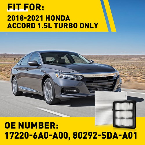 Fit 2018-2021 Honda Accord 1.5L Turbo Combo only Set Engine Cabin Air Filter - Picture 2 of 14