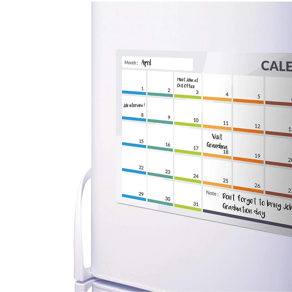 CALENDER Fridge Board Magnetic Pen Notice Memo Planner Whiteboard Large Monthly - Image 4 of 4