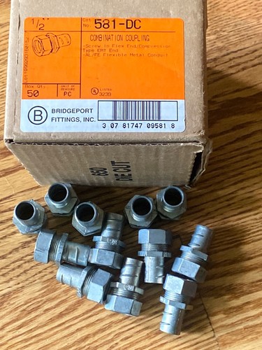Menge 12 Bridgeport 1/2” EMT Kompression auf 1/2” Flex Einschraubkupplung 581-DC - Bild 2 von 2