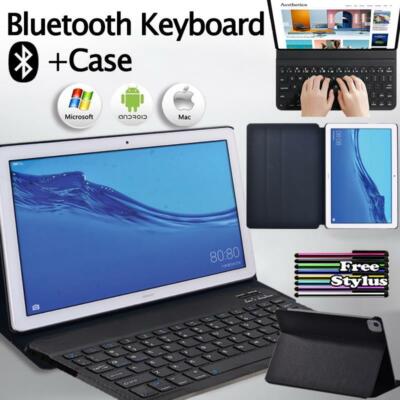 Leather Stand Case Cover +Bluetooth Keyboard For Huawei MediaPad