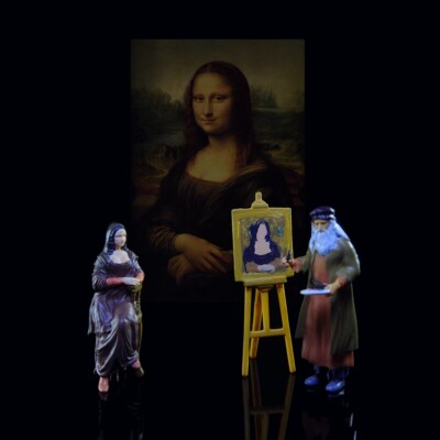 3D PRINT 1/64 figure Painter Da Vinci Mona Lisa fit 1:64 car street diorama