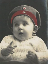 PA2324A  VICTORIAN TODDLER BOY POSING WITH HIS CAP  1915 RPPC 