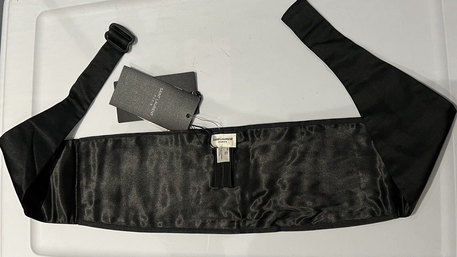 Cintura smoking Saint Laurent YSL smoking nero seta raso cintura nuova con etichette taglia M $495