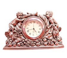 Lenox Desk Pewter Clock 4.5 Miniature Vtg 1990 USA Made Cherubs