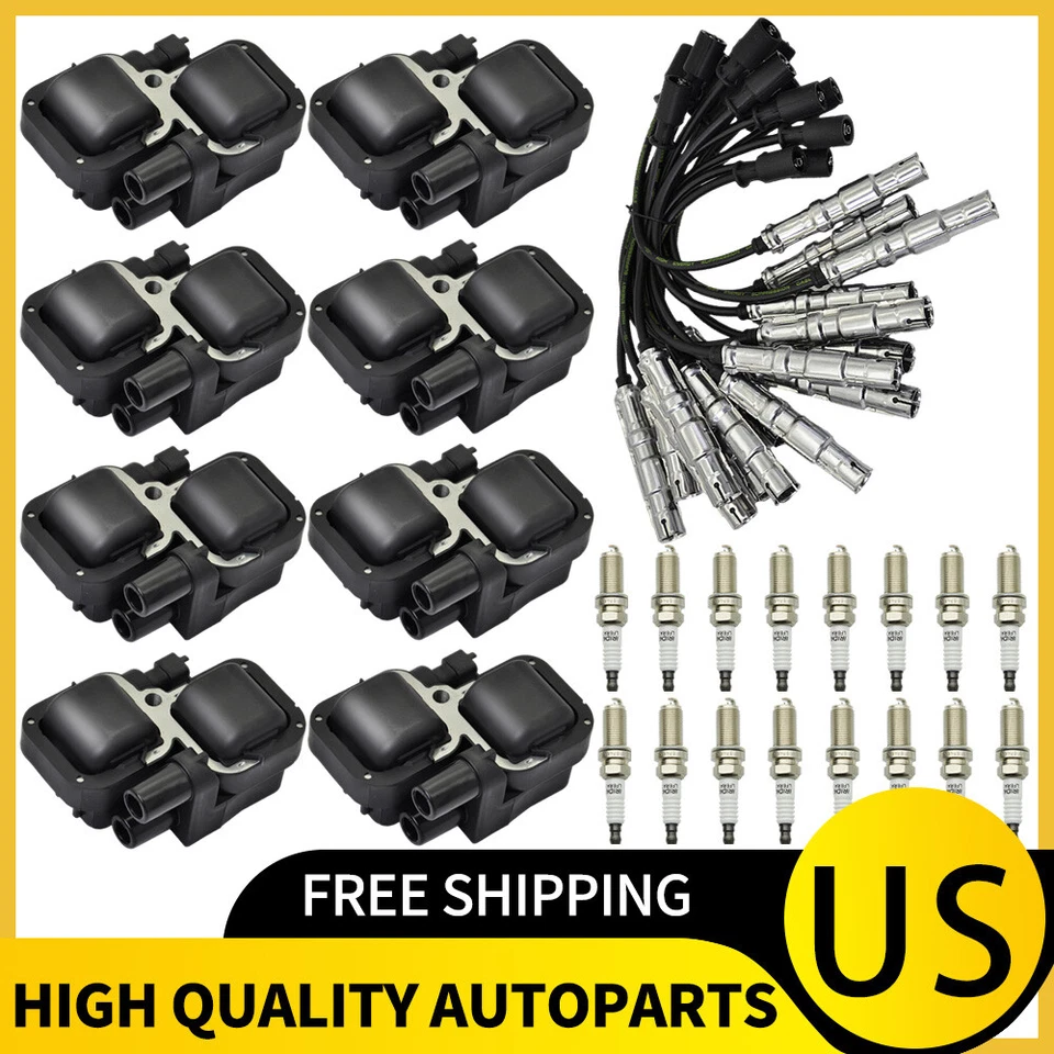 UF359 8×Ignition Spark Coils+16×Plug Wire+Spark Plugs For Mercedes-Benz ML500 CL - Image 2 of 4
