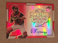 DREW ROMO 2019 Leaf Perfect Game Metal Red Prismatic Autograph #1/3 ROCKIES
