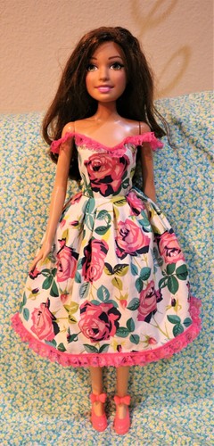 Barbie 28 inches dress with roses décor on | eBay