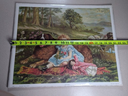 "Wide Awake" By McLoughlin Bros In 1905 Printed 1987 Litho 21 X 17 NOS Dog Girl - Picture 4 of 7