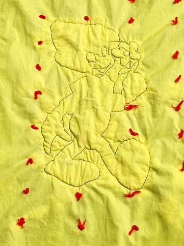 Vintage Disney Pinocchio Blue & Yellow Handmade Blanket Quilt Toddler 44X44in - Picture 7 of 8