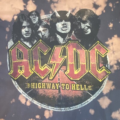 AC/DC Highway To Hell Licensed Bleach Dye Rock T-Shirt 2022. MEDIUM Preowned NV