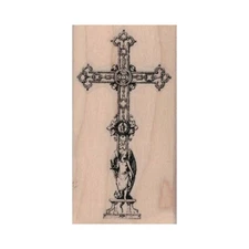 NEW Cross Statue RUBBER STAMP, Cross Stamp, Religious Stamp, Angel Stamp