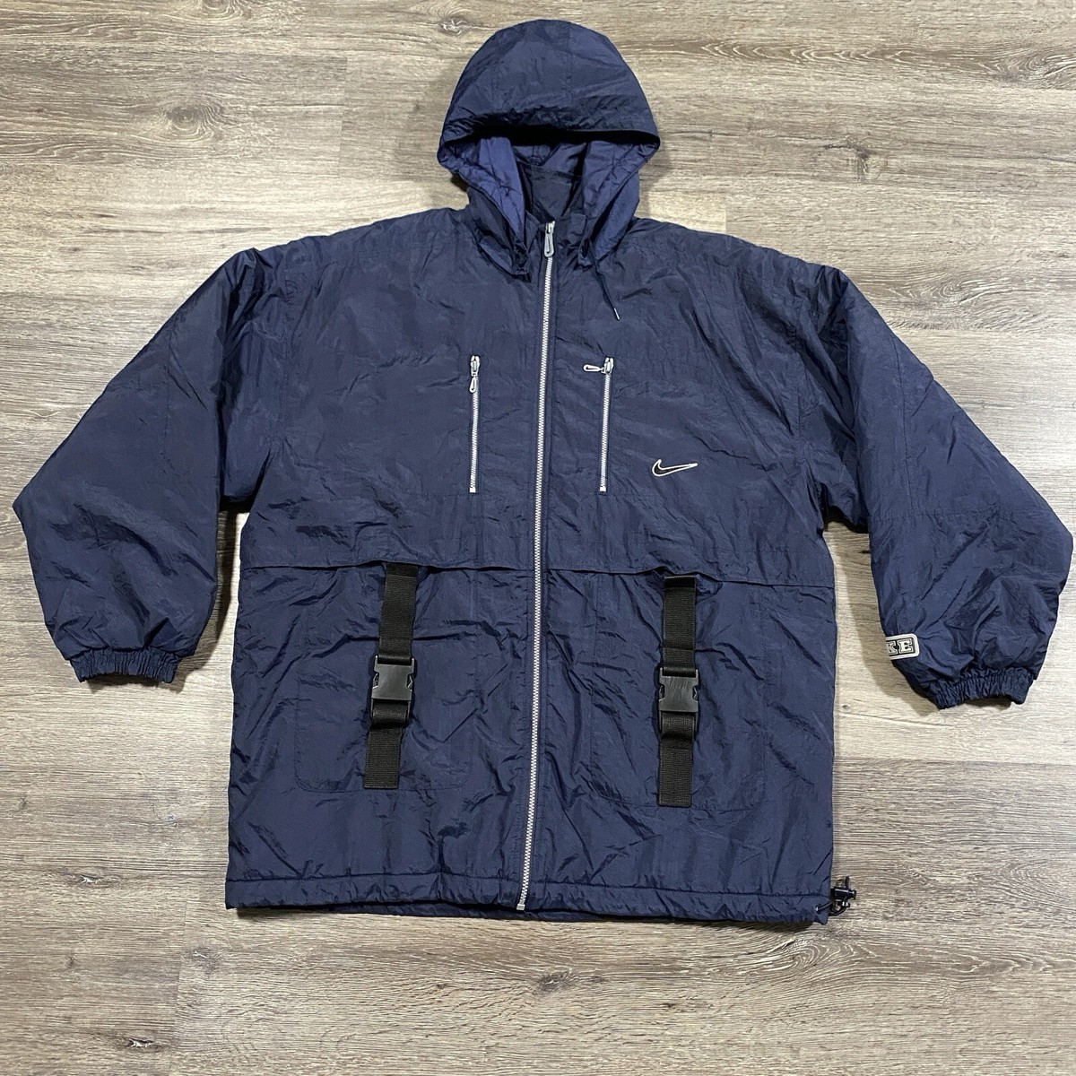 VINTAGE Nike Air Jacket Men Large Quilt Lined Windbreaker Zip Snap