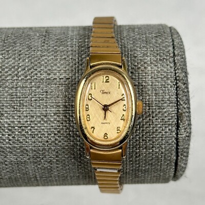 VTG Timex Watch Womens 17mm Oval Gold Tone Expansion  display picture 2