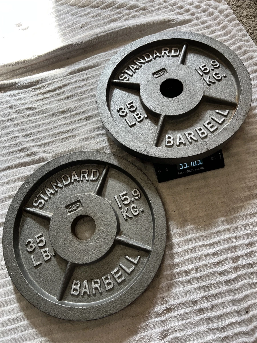 Pair of Used CAP 35 Lb pair 2 Hole Iron Olympic Weight Plates 70