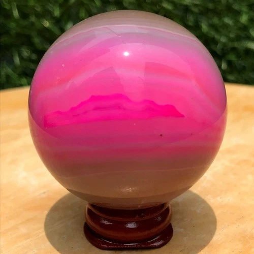 190G Rare Rose Pink Agate Ball Crystal Sphere Mineral Specimen Healing Reiki