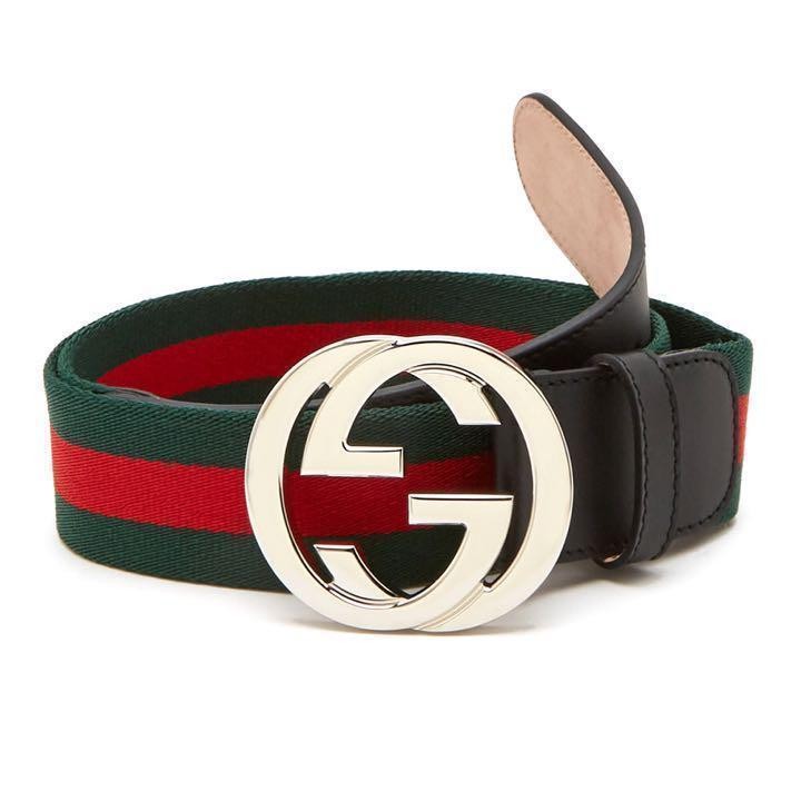 Gucci Belt Web Line Size 90 G Buckle Green | eBay