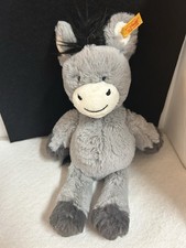 Steiff Dinkie Donkey 9 Plush Toy Stuffed Animal Gray White 073922