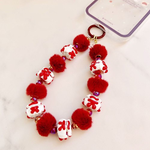 Red Bead Keychain Accessories DIY Headphone Bag Accessory New Year Atmosphere - Photo 6 sur 17