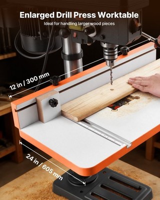 Drill Press Table 24x12in with High-Compat T-Slots, Fence, Stop
