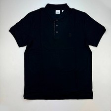 BURBERRY Monogram Motif Embroidered Polo Shirt Men Black Color Size 2XL