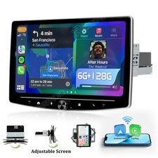 360° Drehbar Bildschirm 10.1" 6+128GB Android 15 Carplay Autoradio 1 DIN GPS NAV