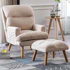 CANMOV Accent Chair with Ottoman Velvet Fabric Armchair with Ottoman for Bedroom