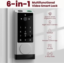 Video Smart Lock Wi-Fi Camera Doorbell Fingerprint Keyless Security Door Lock