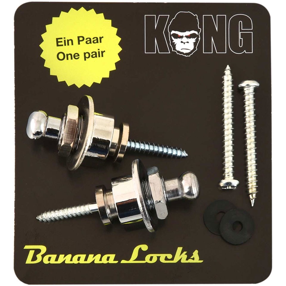 Endpin Kong Banana Locks Chrom Gurtpin End Pin Gitarre NEU