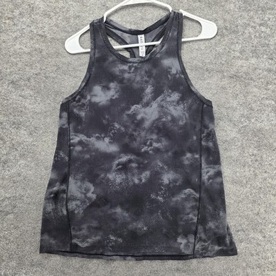 Athleta Tank Top Womens S Black Spotted Basic Nylon Spandex Yoga Gym Athletic