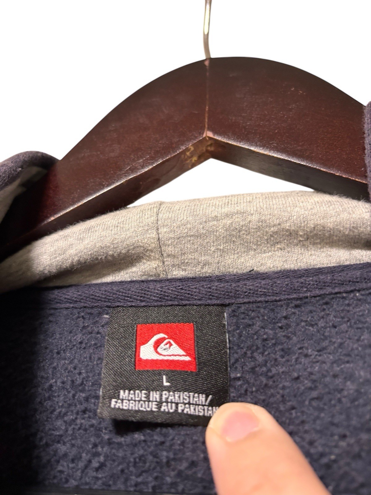 Vintage 90s Y2K Quiksilver Hoodie Sweatshirt Men’s Size Large Navy Surf RARE image 6