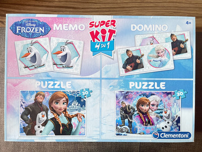 Clementoni 08208 - Super Kit -4 in 1- Memo, Domino,2 Puzzle  Eiskönigin Frozen