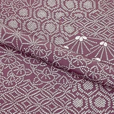 Japanese Kimono Fabric Polyester Cloth 20x15in Purple with Shibori-style Pattern
