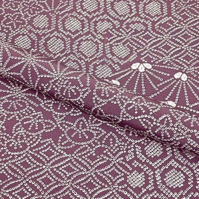 Japanese Kimono Fabric Polyester Cloth 20x15in Purple with Shibori-style Pattern